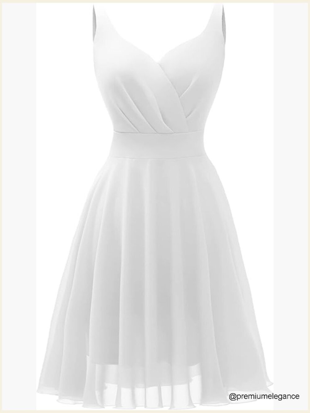 Knee-Length Chiffon Sundress V-Neck Spaghetti Straps Adjustable Back